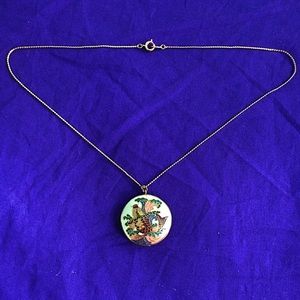 Vintage Stamped Gold Cloisonne Koi Fish Necklace